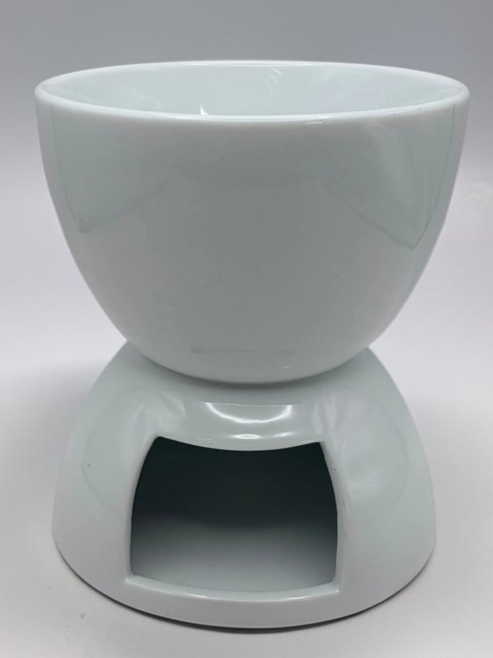 Alex Liddy White Porcelain Fondue Bowl & Tealight Warmer Stand 6.25"